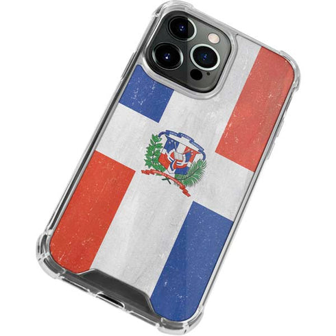 Dominican Republic Flag Distressed iPhone 13 Pro Max Clear Case